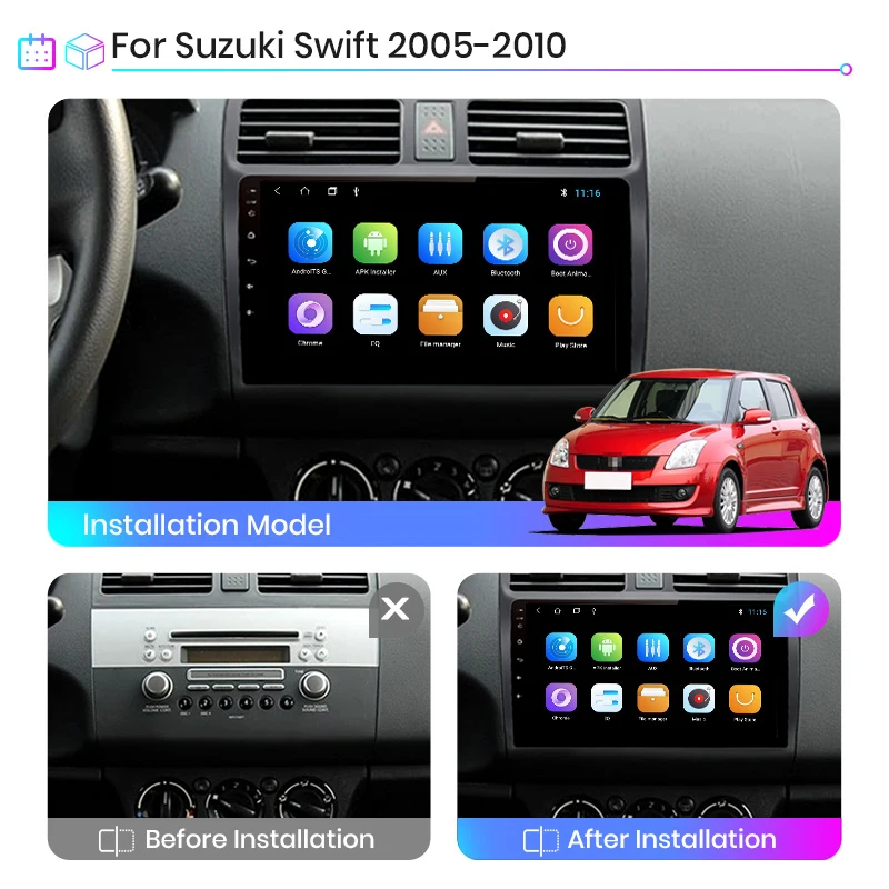 For Suzuki Swift 2005 2006 2007 2008 2009 2010 Car Android Radio Multimedia Player 2DIN Navigation GPS Video 2 din IPS 8 CORE 4G