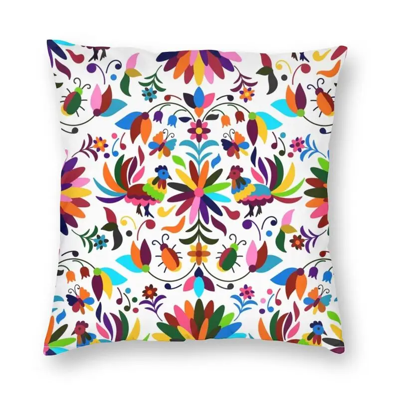 Mexican Otomi Viva Cushion Cover 45x45cm Home Decor Sofa Cushion Print Mexico Flowers Texture Throw Pillow Case for Car