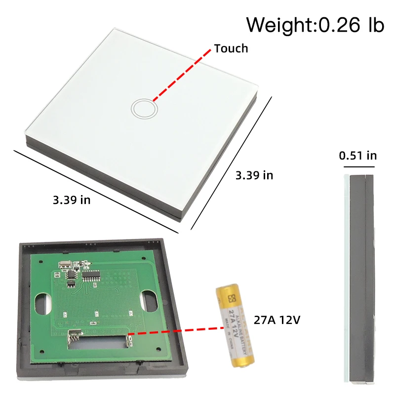 WenQia Touch Light Switch Wireless Remote Control 433MHz AC 110V 220V 10A Receiver 86 Wall Panel For Smart Home Ceiling Lamp LED