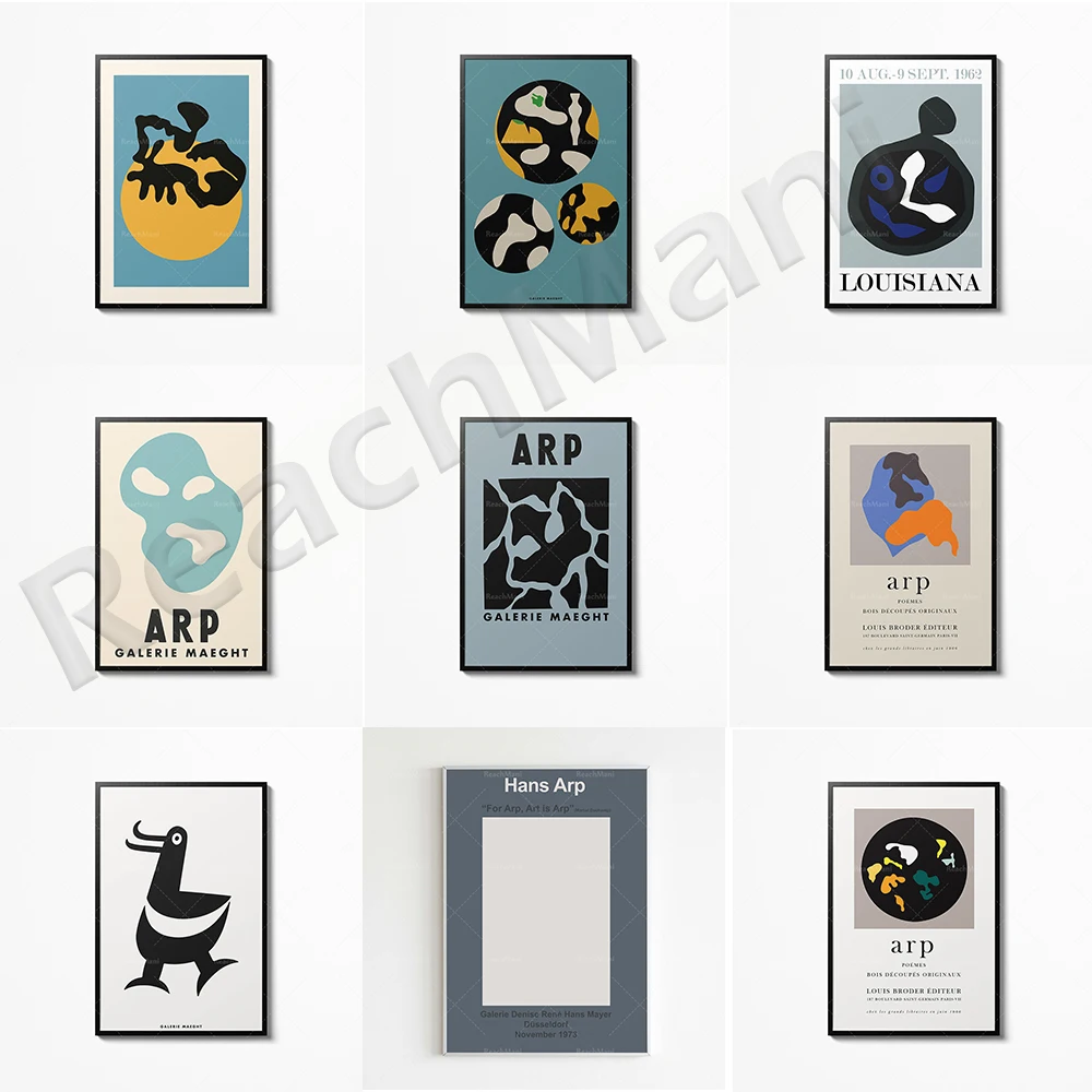 Póster impreso de Hans Arp, arte abstracto de pared de exposición de museo, imagen de arte retro de Jean Arp, pintura en lienzo para decoración del hogar de galería