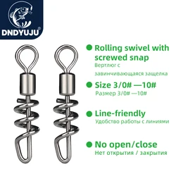 20PCS Hot model Rolling swivel with screwed snap Ball Bearing rolling Swivel Solid Ring Fishing Connector Fishing Hook