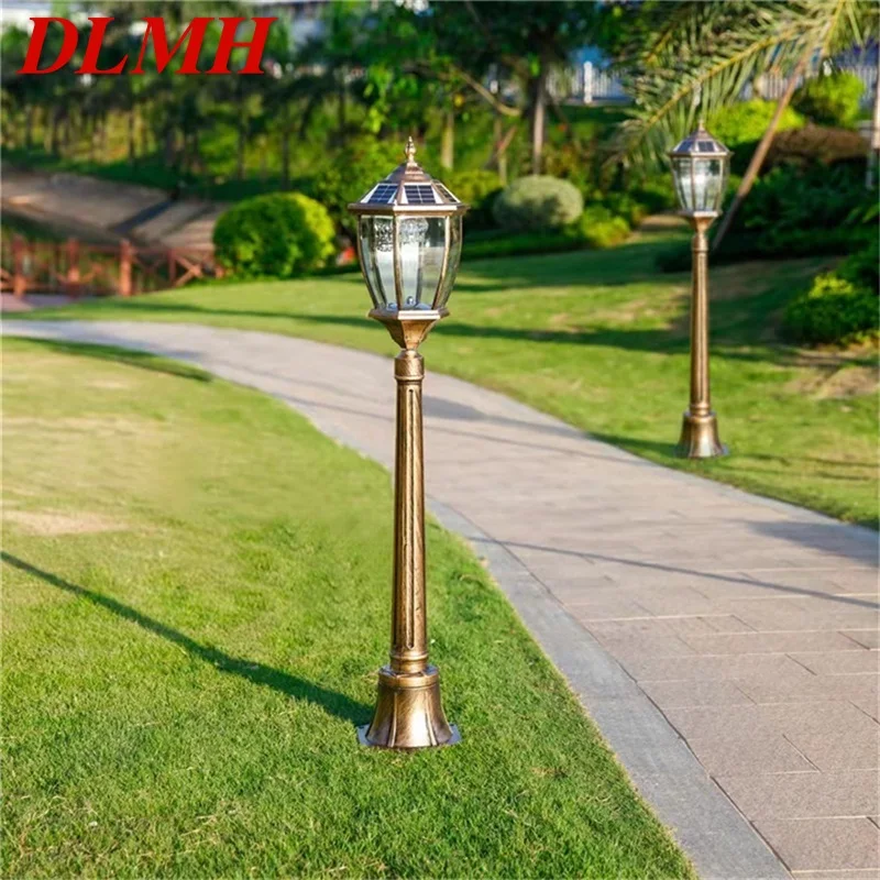 

DLMH Outdoor Retro Solar Lawn Lamp Lights Classical Bronze Waterproof Home for Villa Path Garden Decoration