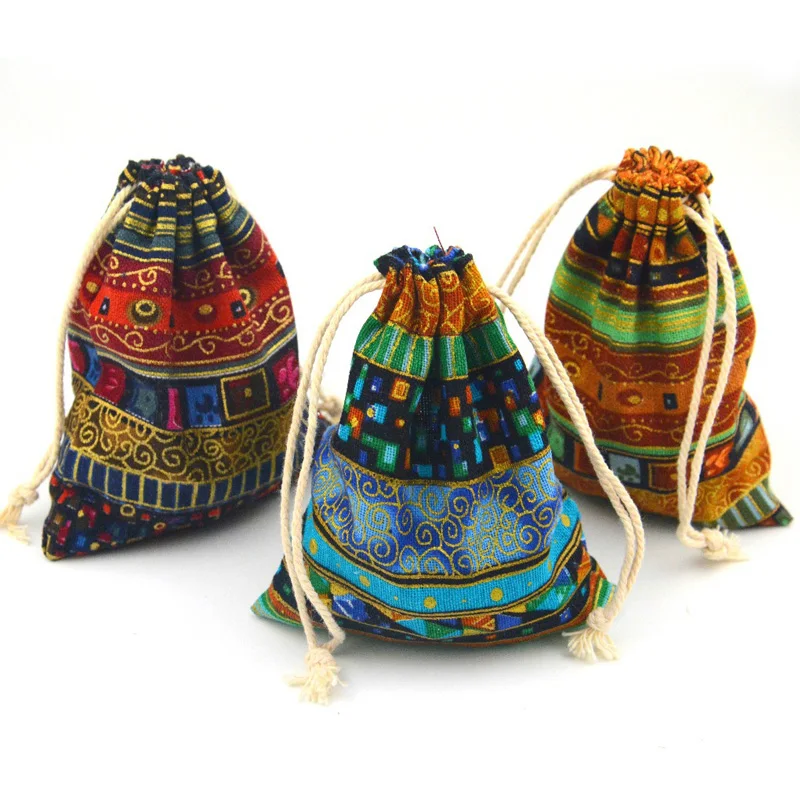 

National Ethnic Stripe Gift Pouches 8x10cm 9x12cm 10x15cm 13x17cm pack 50 Party Candy Sack Jewelry Cotton Bags