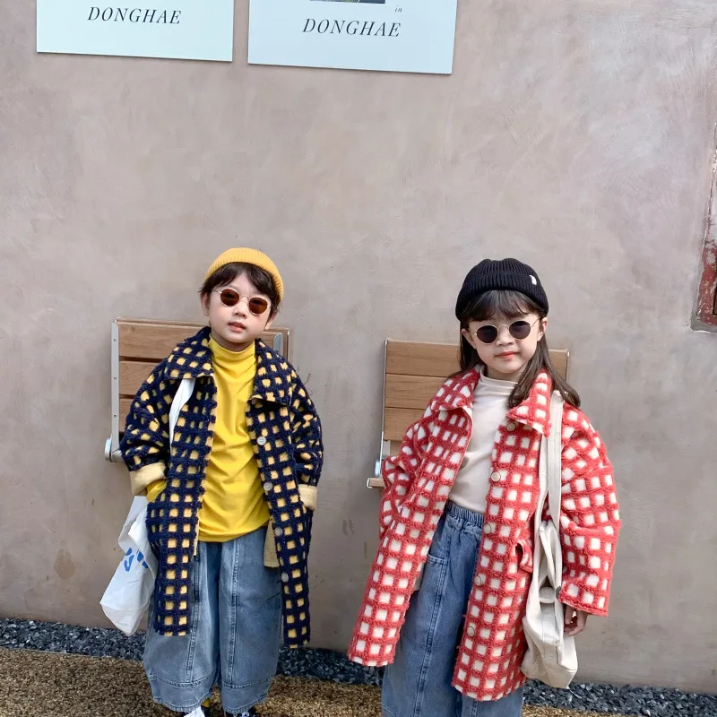 

Children Winter Jacket Outwear Casual Clothes Fur Thick Clothing Toddler Warm Plaid Coats Baby Boy Girl Outwear For 1-7 Years