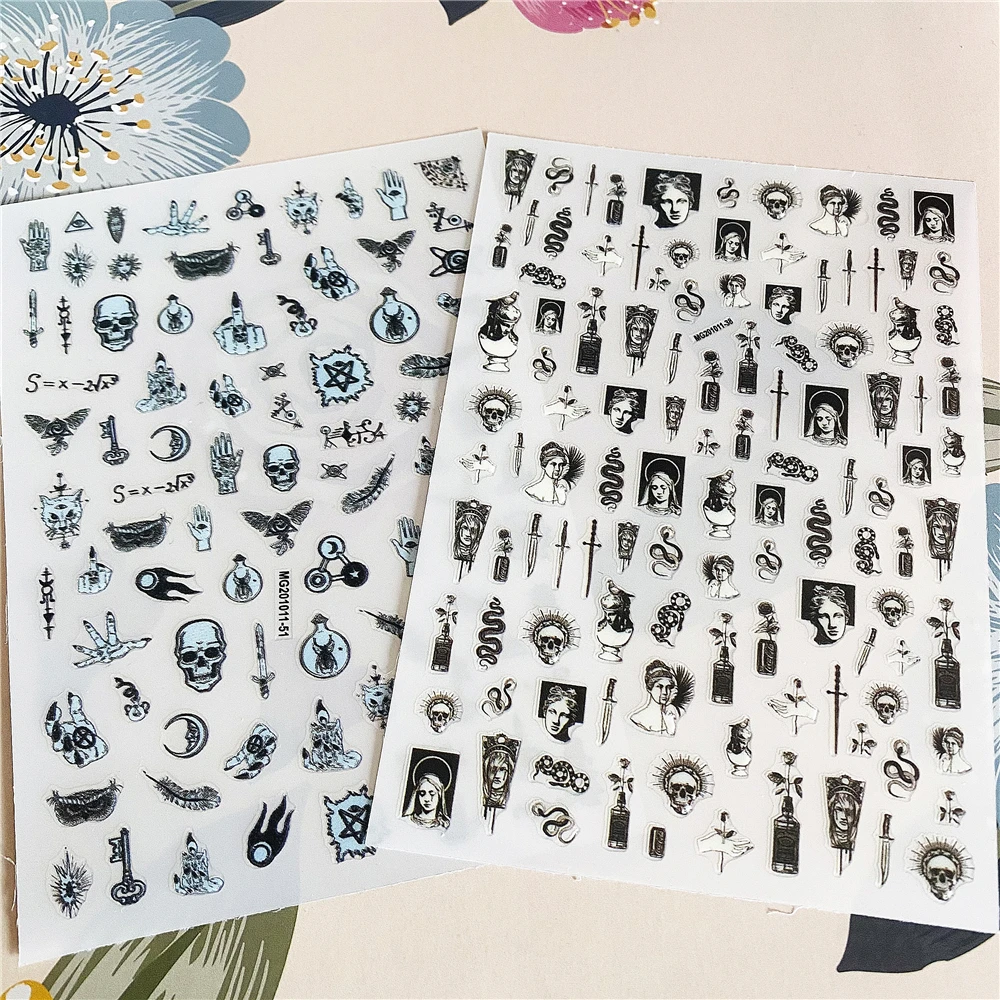 MG201011-38 Woman snake skeleton head 3D Back glue Nail decal Nail sticker Nail decoration Nail art Nail tool Nail ornament