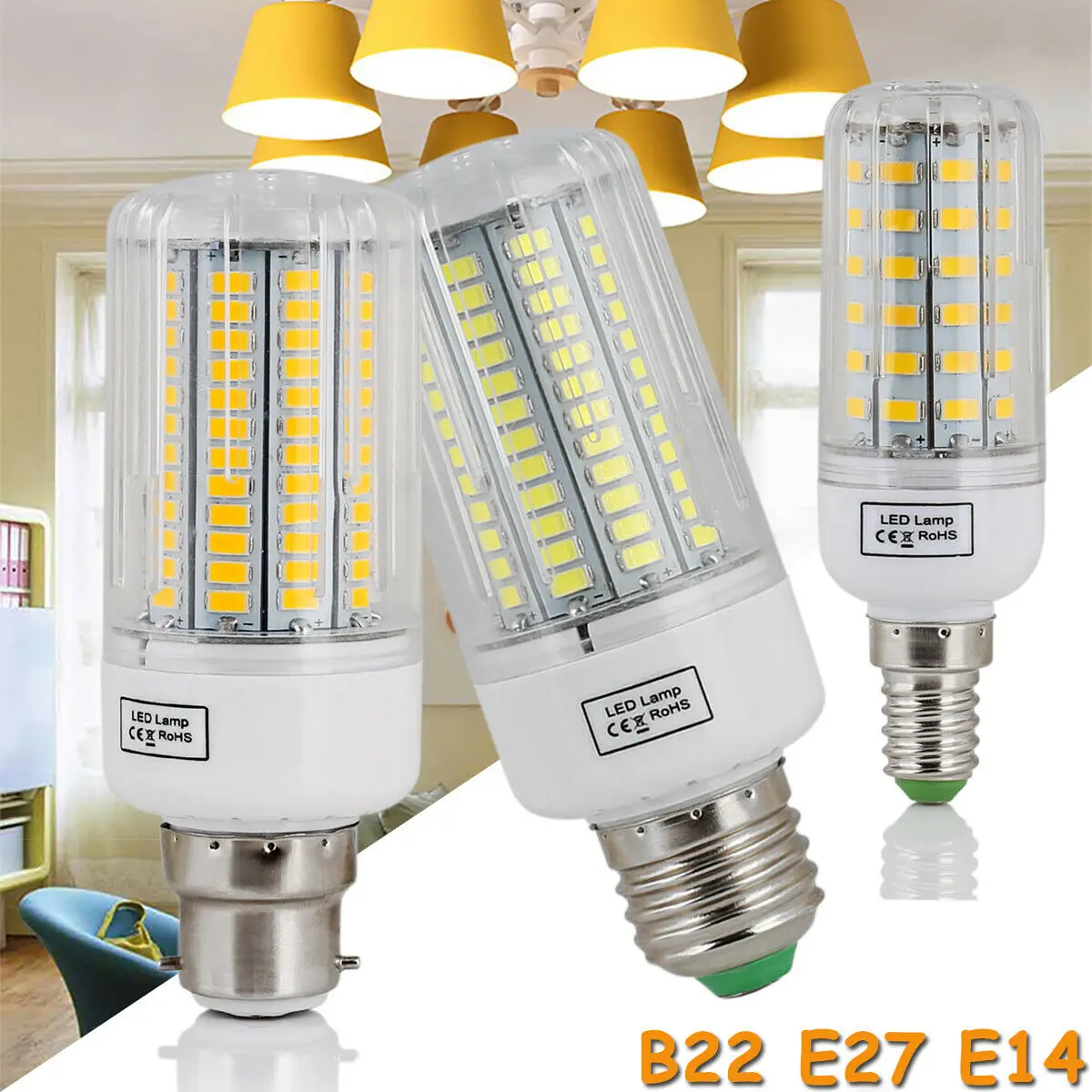 Bombillas LED de mazorca de maíz para decoración del hogar, luz LED E27, B22, E14, 5730 SMD, 24LEDs-165LED, ampolla de 110V y 220V, 1 ud.