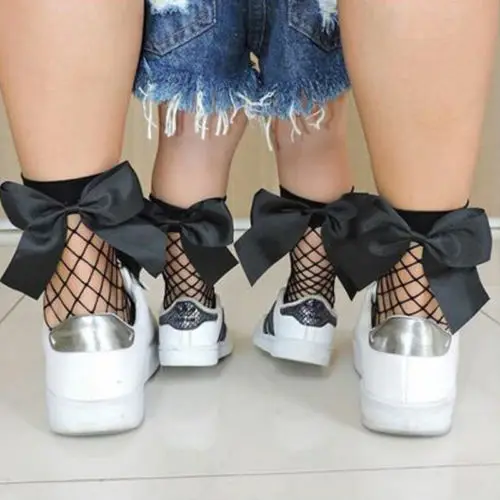 femal Vintage Ruffle Bow Fishnet Ankle short Socks Mesh Lace Fish Net Socks With Bowknot femal Fishnet Socks women hosiery