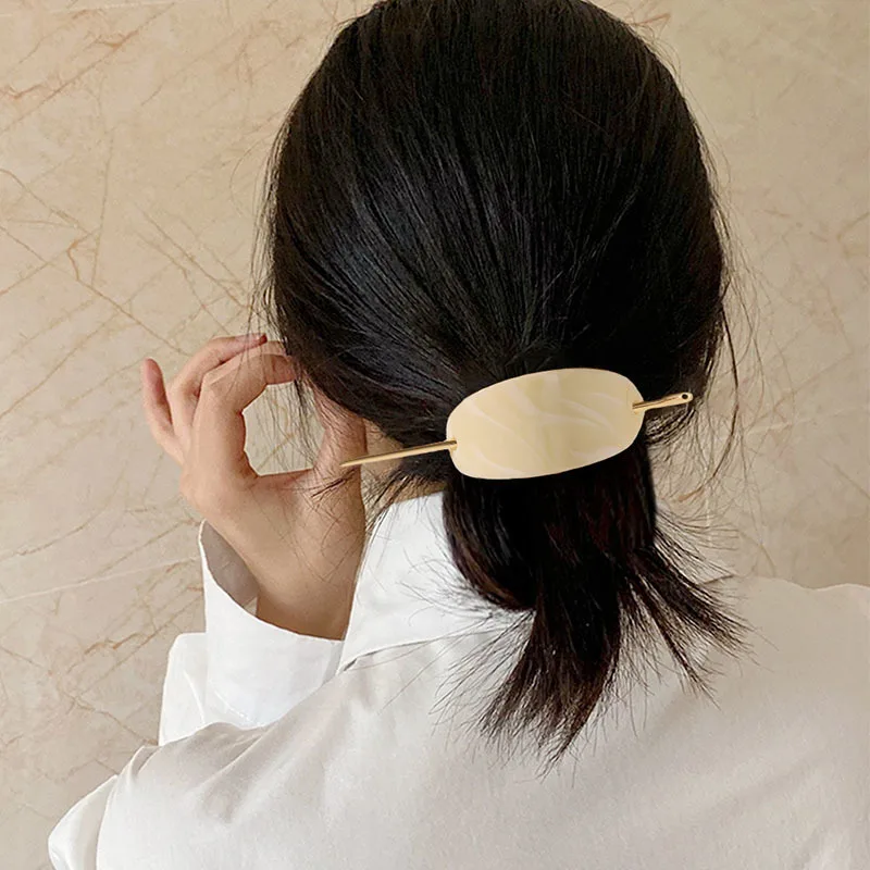 Fashion Oval Acrylic Hair Stick For Women Korean Ponytail Hair Clip Girls Hair Accessories Simple Hairstyle Hairpins Headwear