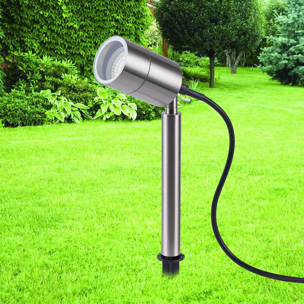 Aço inoxidável ip65 à prova dwaterproof água conduziu a luz do gramado paisagem 5w gu10 ponto ponto ponto ponta do gramado ao ar livre lâmpada jardim