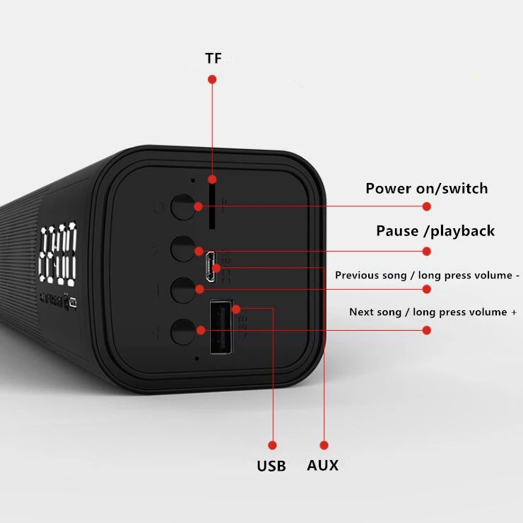 40W Wireless Outdoor Portable Bluetooth Speaker Super Bass Home Theater Subwoofer Soundbar Audio Column Music Center TF card USB
