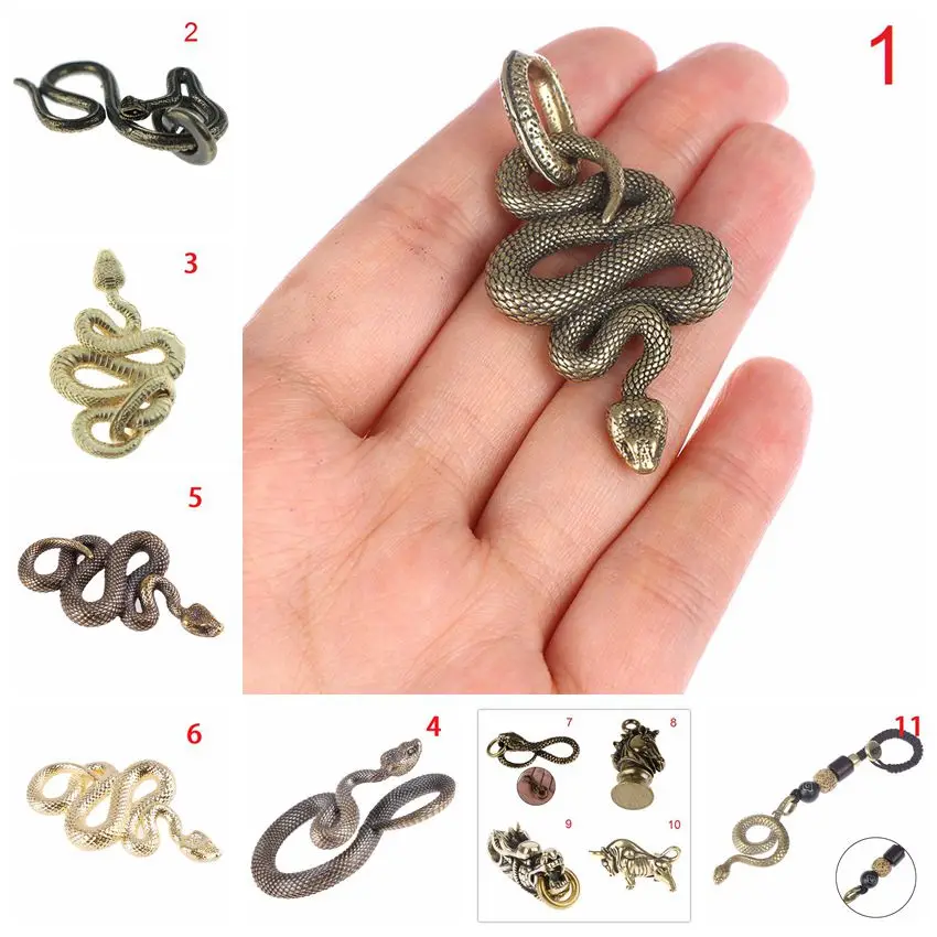 Multiherramienta Edc latón serpiente llavero Metal chavetros Cobra forma de serpiente hecho a mano llavero herramienta moda Animal llavero