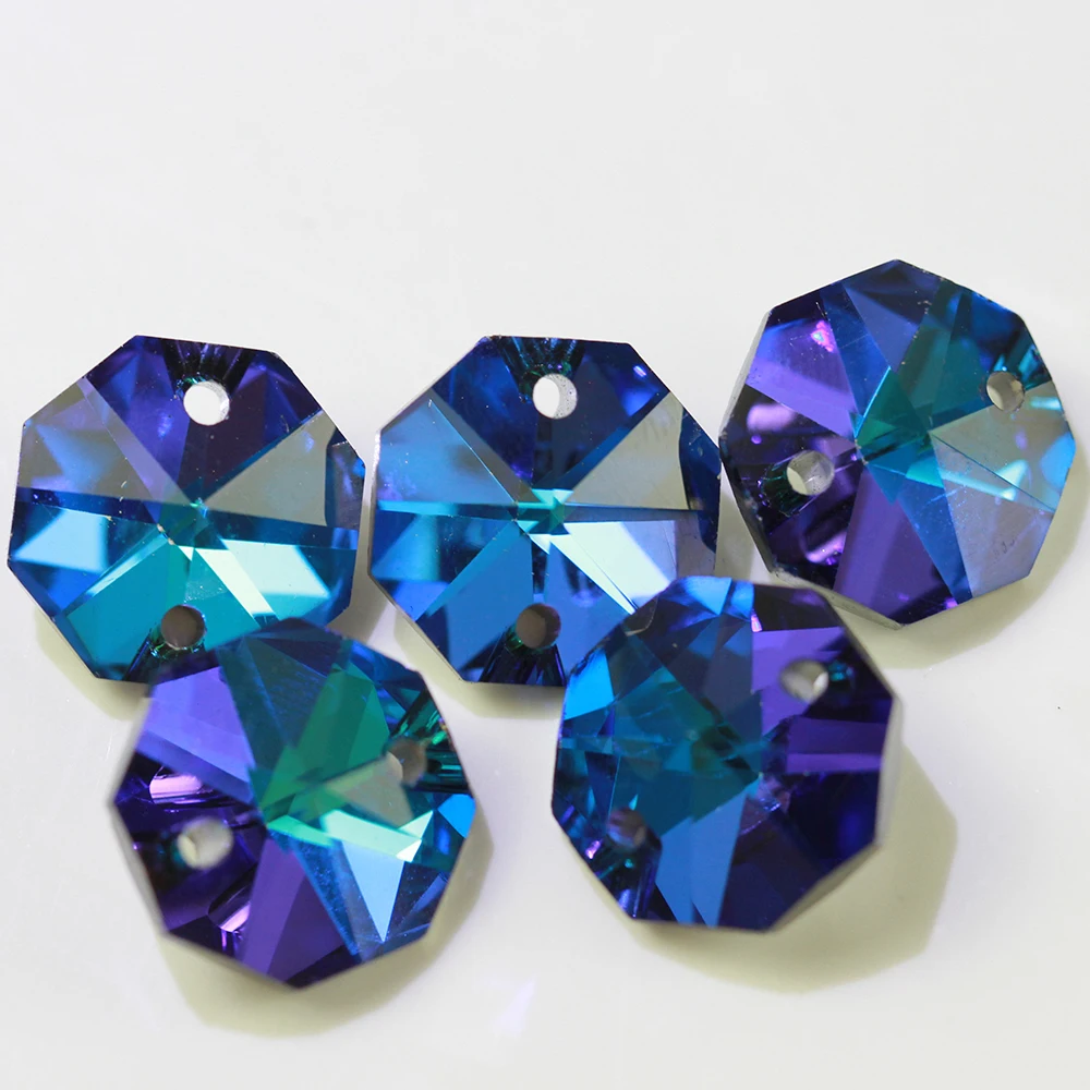 New style 14mm Crystal Octagon Beads With Two Holes Mix Color For Glass Garland Strands Home Wedding Decoration