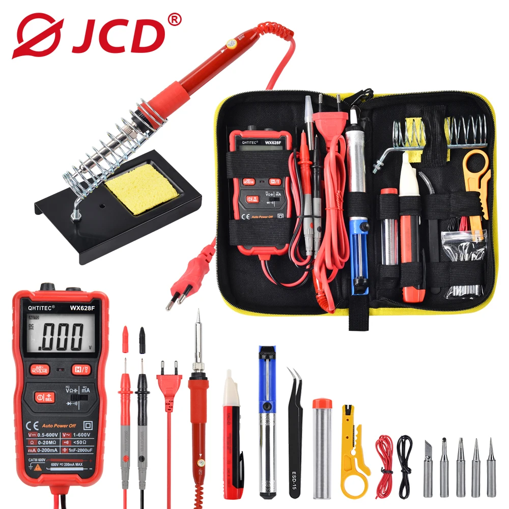 

JCD Electric Soldering Iron Kit With Digital Multimeter 60W 220V Adjustable Temperature Soldering Station Welding Repair Tools