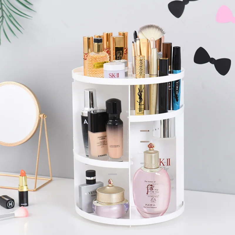 Boîte de rangement cosmétique rotative à 360 degrés, étagère ronde et carrée