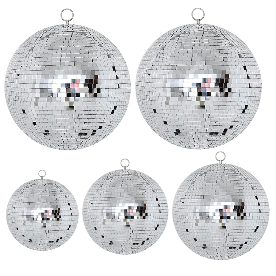 Thrisdar Diameter 15/20/25/30CM Reflective Glass Mirror Disco Ball Christmas Wedding Party Bar Disco Mirror Ball Stage Light