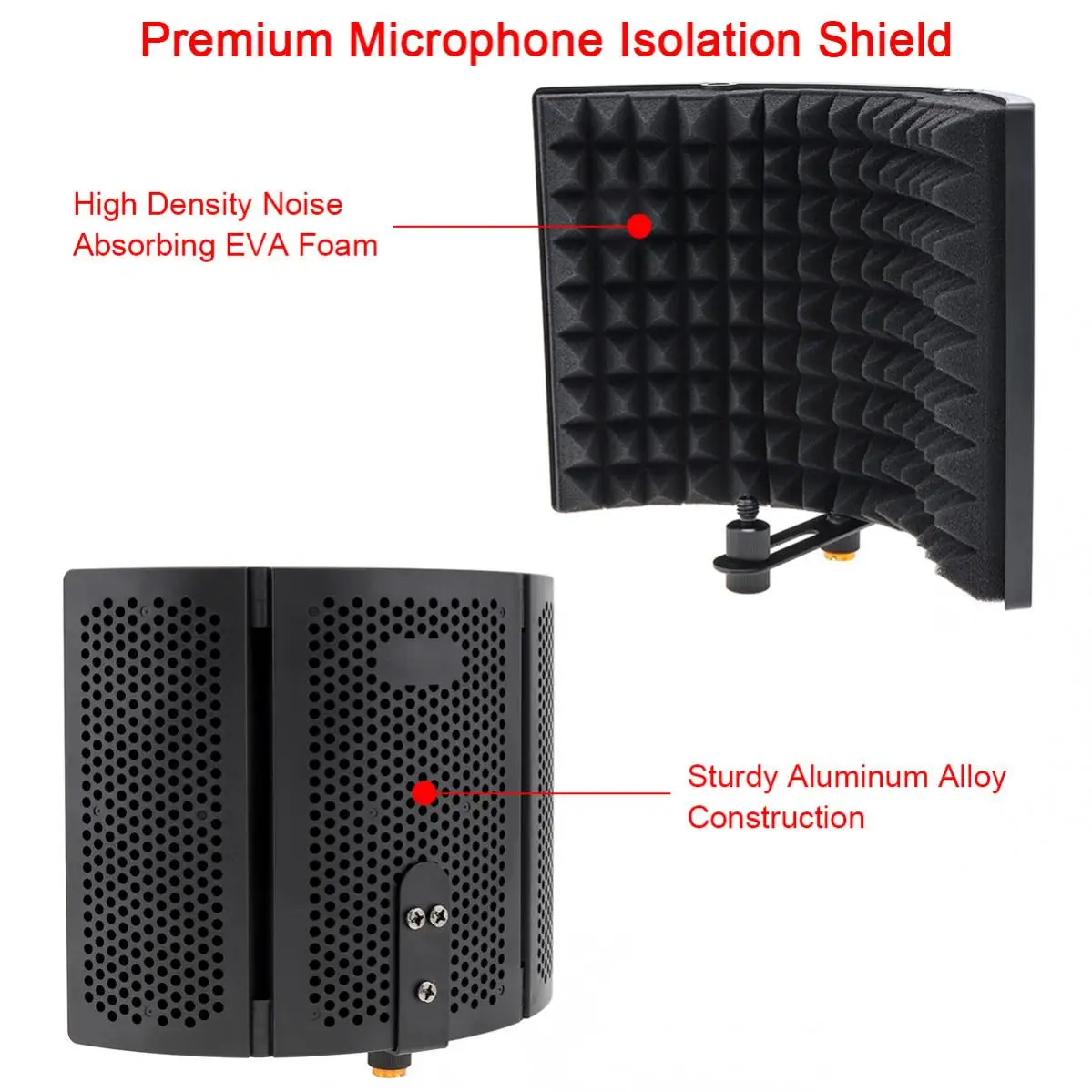 Plastic Microphone Isolation Shield 3-Panel Curved Surface Wind Screen 3/8\