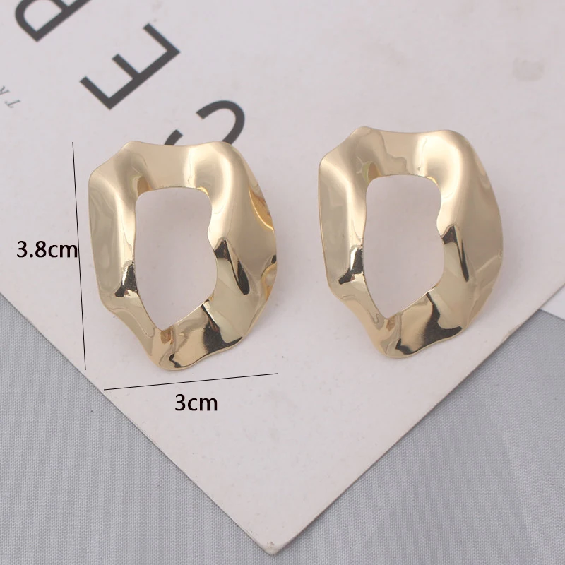 New Irregular Geometric Statement Drop Earrings for Women Hollow Square Metal Dangle Earrings Brincos Oorbellen