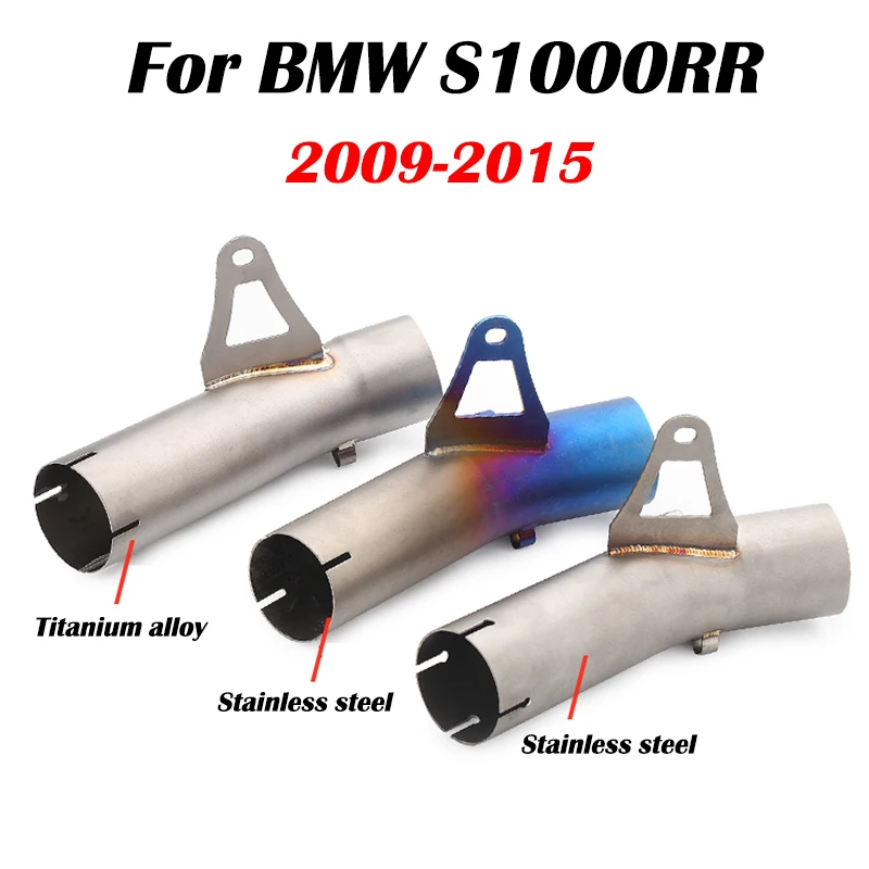 

For S1000 S1000RR 2008-2018 Motorcycle Exhaust Middle Mid Link Pipe Muffler Connect Tube Stainless Steel Slip On Blue / Silver