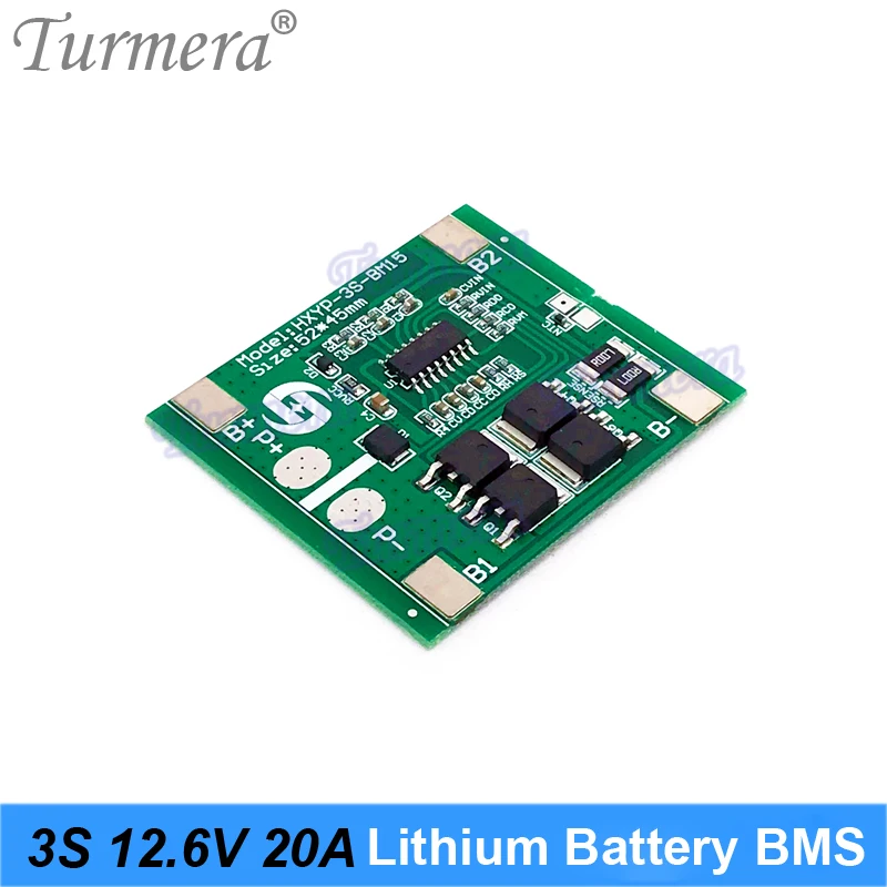 Turmera 3S 20A BMS 12.6V 18650 Lithium Battery Protected Board for 10.8V 12V Screwdriver Drill or Uninterrupted Power Supply Use