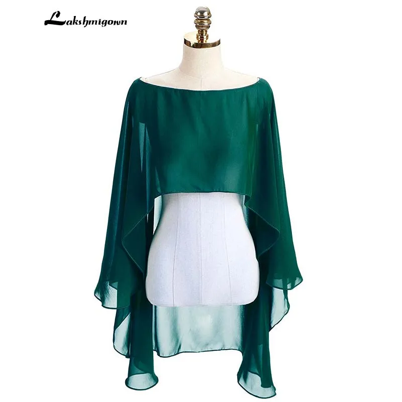 Verde longo chiffon capa xale jaqueta de casamento feminino encolher bolero envolve preto fora branco vermelho um tamanho etole mariage bolero 2022