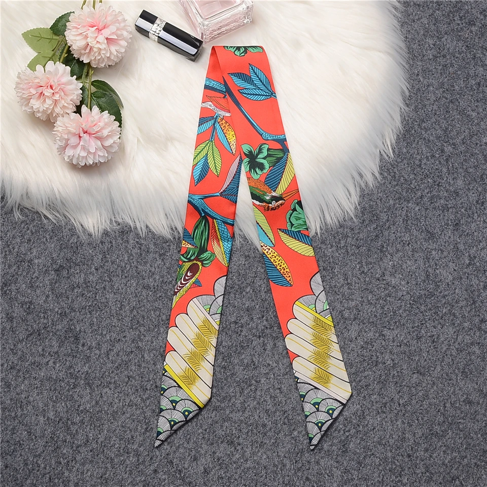 Luxury Feather Real 100% Silk Scarf Summer Natural Mulberry Silk Design Brand Women Scarf Foulard Hair & Bag Scarves Neckerchief