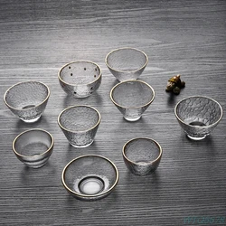 Japanese-style Handmade Hammered Glass Small Teacup Sake Cup Tea Glass Cup