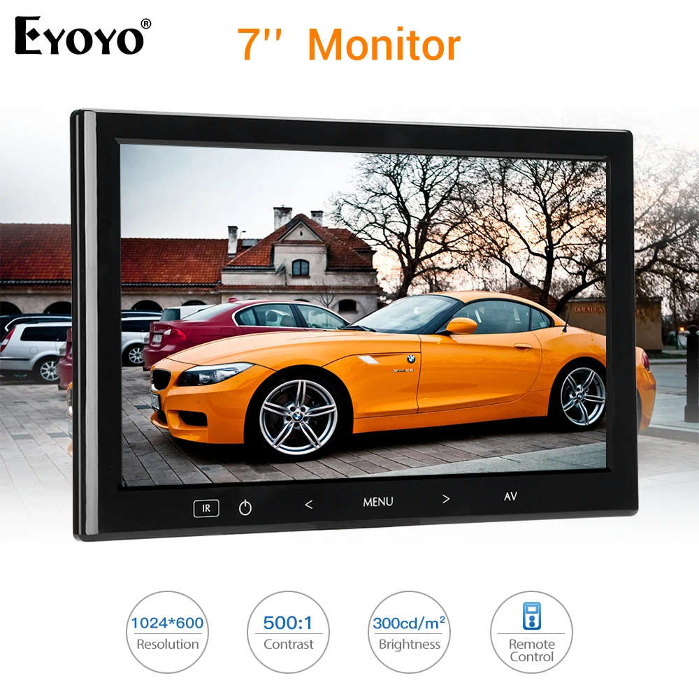 Eyoyo EM07L 7 Cal ekran LCD komputer TV Monitor ekran 1024X60 0 HDMI VGA AV Specker na PC laptop samochodów biuro bezpieczeństwo w domu 12V