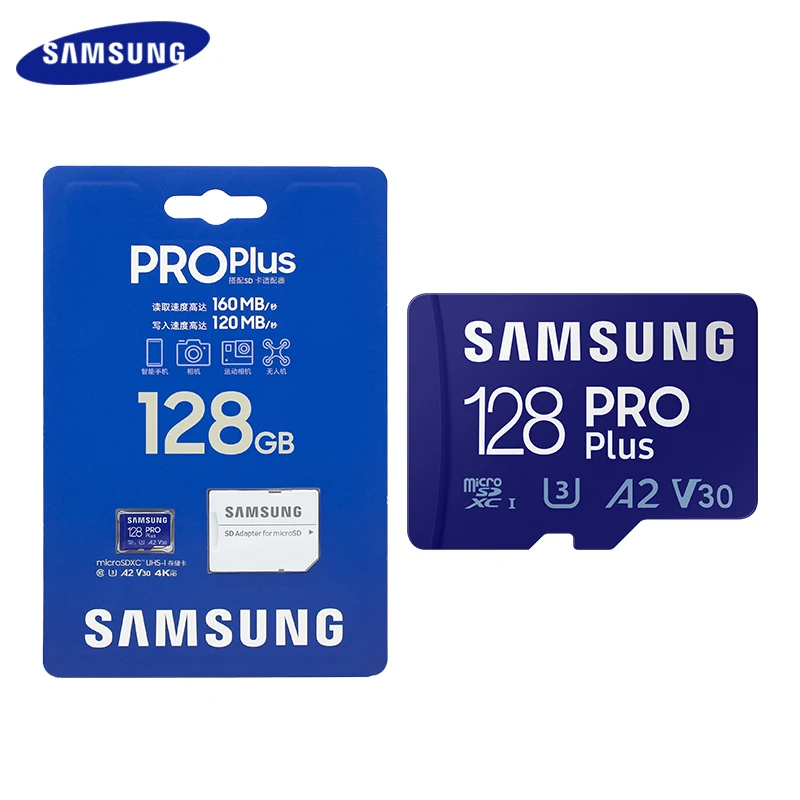 Оригинальная Micro SD-карта SAMSUNG Pro Plus, 128 ГБ, 256 ГБ, 512 ГБ, флэш-карта V30 A2 UHS-III SDXC Max 160, флэш-карта с адаптером