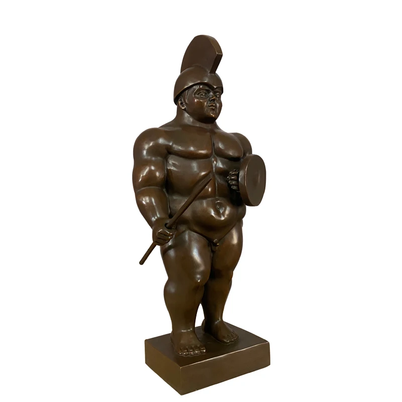 ArtsHom Bronze Art Decor Famous Bronze Botero Warrior Statue Sculpture Fat Soilder Bronze Figurines For Home Decoration