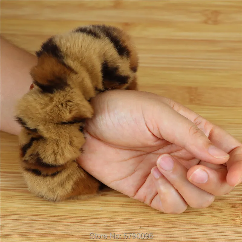 Rex rabbit fur large intestine hair ring adult children hair accessories oversized plush fur headdress wristband dual-use new