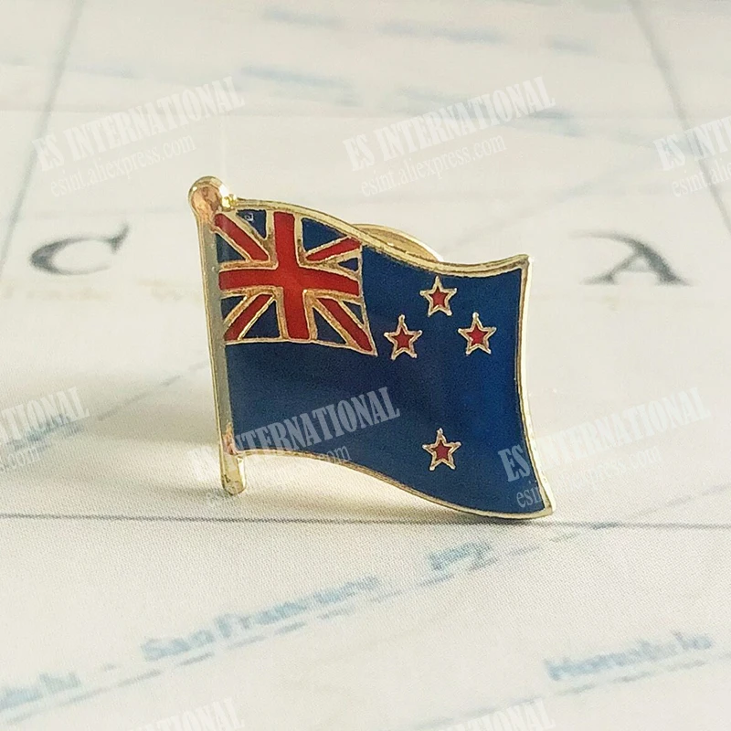 NEW ZEALAND National Flag Embroidery Patches Badge Shield And Square Shape Pin One Set On The Cloth Armband  Backpack Decoration