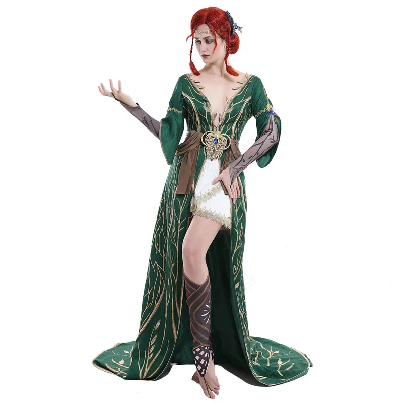 Triss Merigold Alternative Look DLC Outfit Cosplay Costume Dress Robe