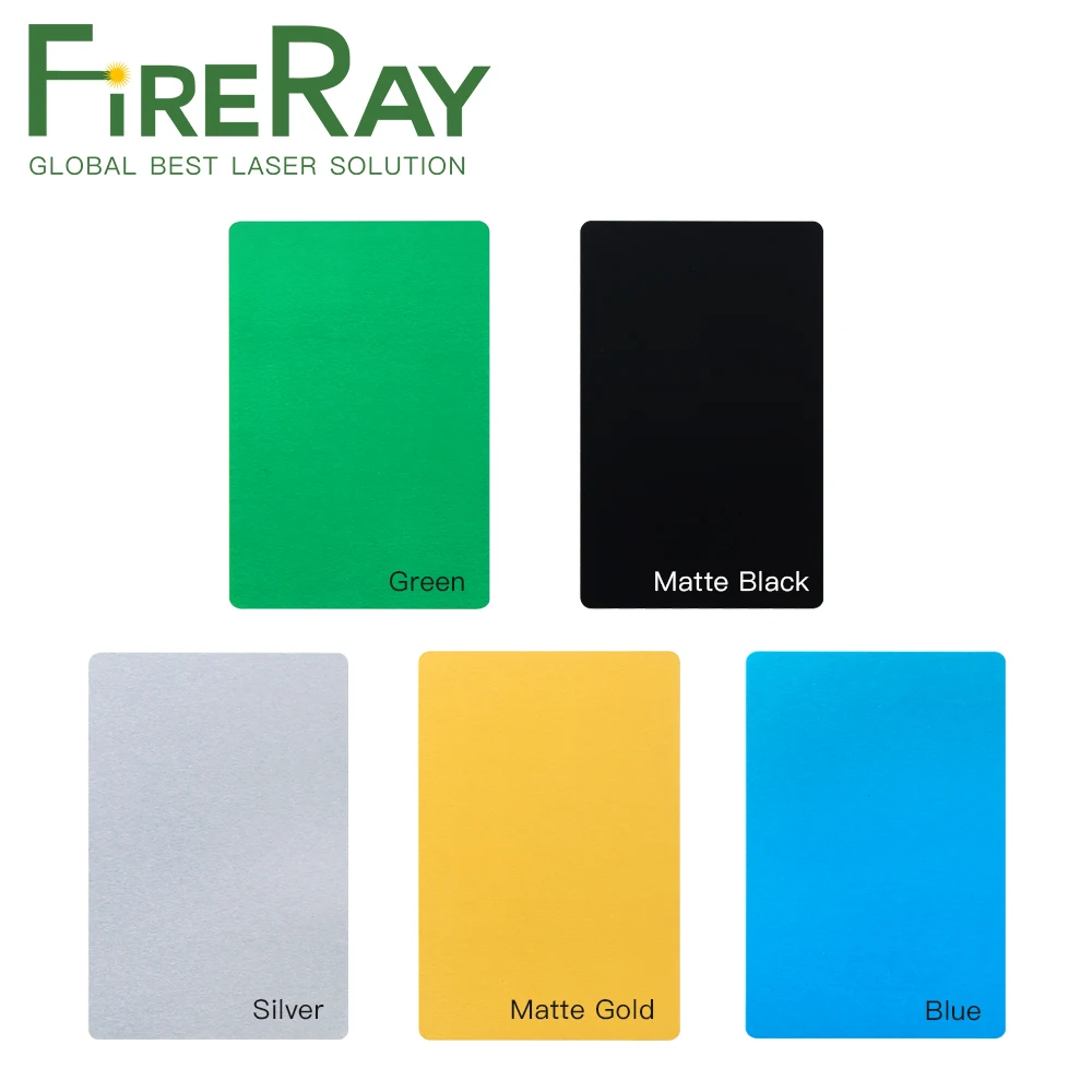 FireRay 50/100Pcs Thickness 0.3mm Business Name Cards Multicolor Aluminium Alloy Metal Sheet Testing for Laser Marking Machine