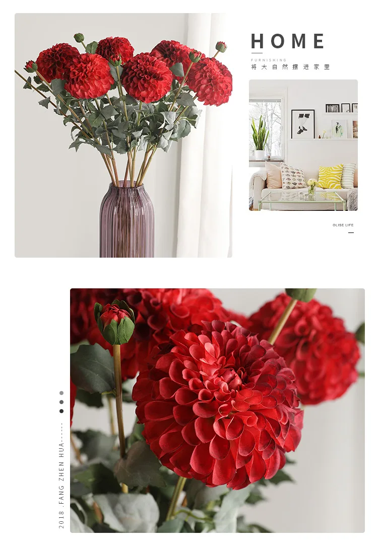 American Home Layout Simulation Autumn Daisy Fake Flower Studio Shooting Props Simulation 2 Oil Painting Dahlia