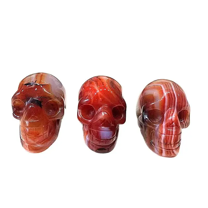 

2inchNatural Rock crystal skulls Red agate hand-carved crystal skulls for Decoration gemstone