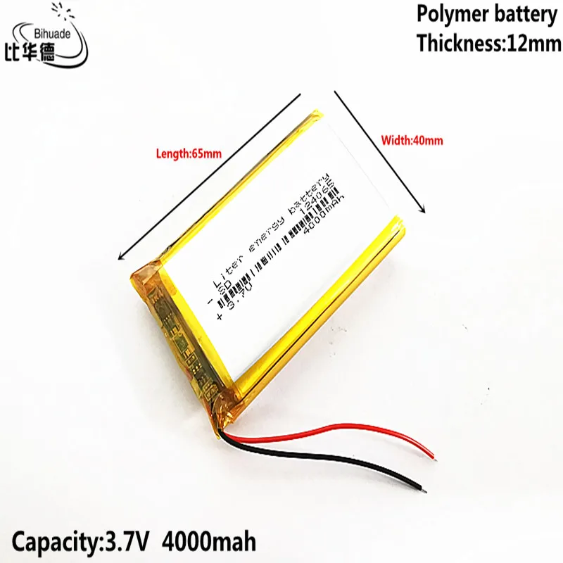 3.7V,4000mAH 124065 Polymer lithium ion / Li-ion battery for tablet pc BANK,GPS,mp3,mp4