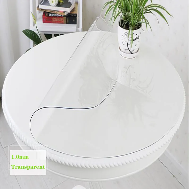 

PVC Moisture-proof Tablecloth Round Tablecloth Transparent Kitchen Oil Painting Tablecloth Glass Soft Cloth 3 Color 1.0mm Pad