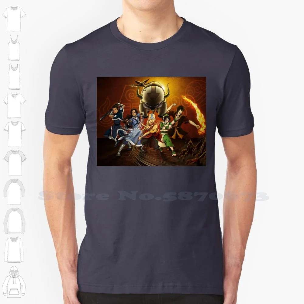 The Team Of 100% Cotton T-Shirt Kids Friends The Legend Of Aang Water Anime The Last Movie Earth Japan Fire Air