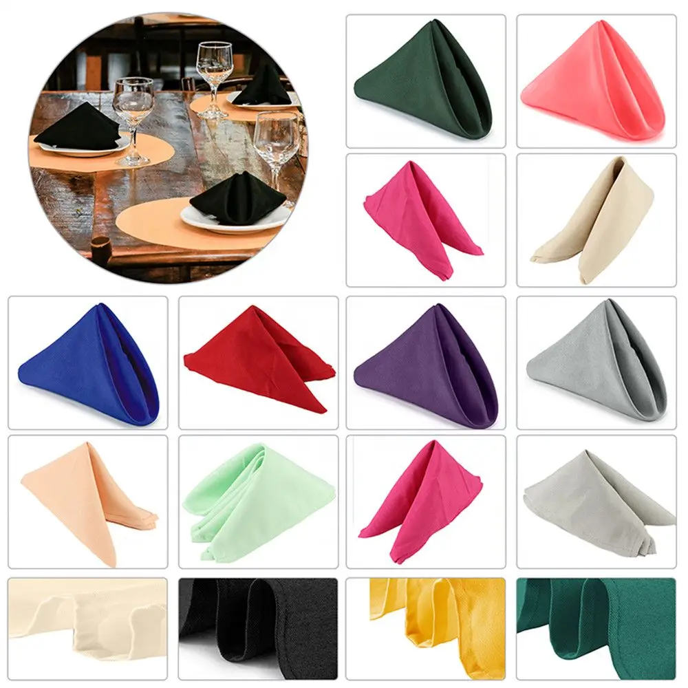 1/8PCS Washable Hemmed Handkerchief Soft Luxury Dinner Decor Wedding Table Cloth Square Table Napkins Faux Satin Cloth