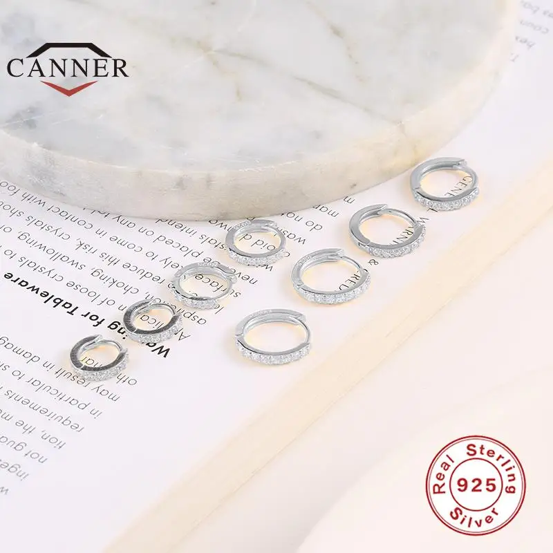 CANNER – boucles d\'oreilles créoles en argent Sterling 925 pour femmes, bijoux fins, géométriques, rondes, 6mm, 7mm, 8mm, 9mm