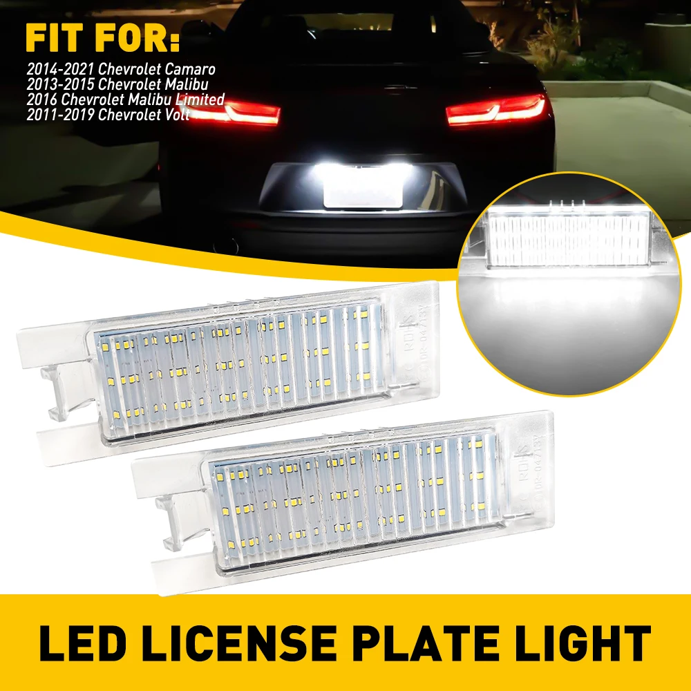 AUXITO 2Pcs LED Car Number License Plate Light Canbus For Chevrolet Camaro 2014-2021 Malibu 2013-2015 Volt 2011-2019 Accessories