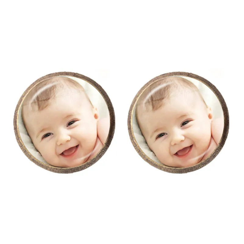 Personalized Custom Earrings Photo Mum Dad Baby Children Grandpa Parents Custom LOGO Designed Photo Ear Studs For Anniversary