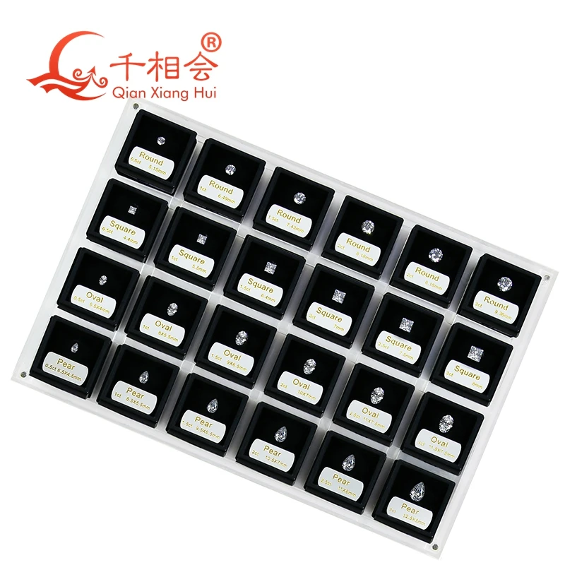 8  shapes of cubic zirconia loose 0.5ct-3 ct weight size set display tools box  diamond tester master set