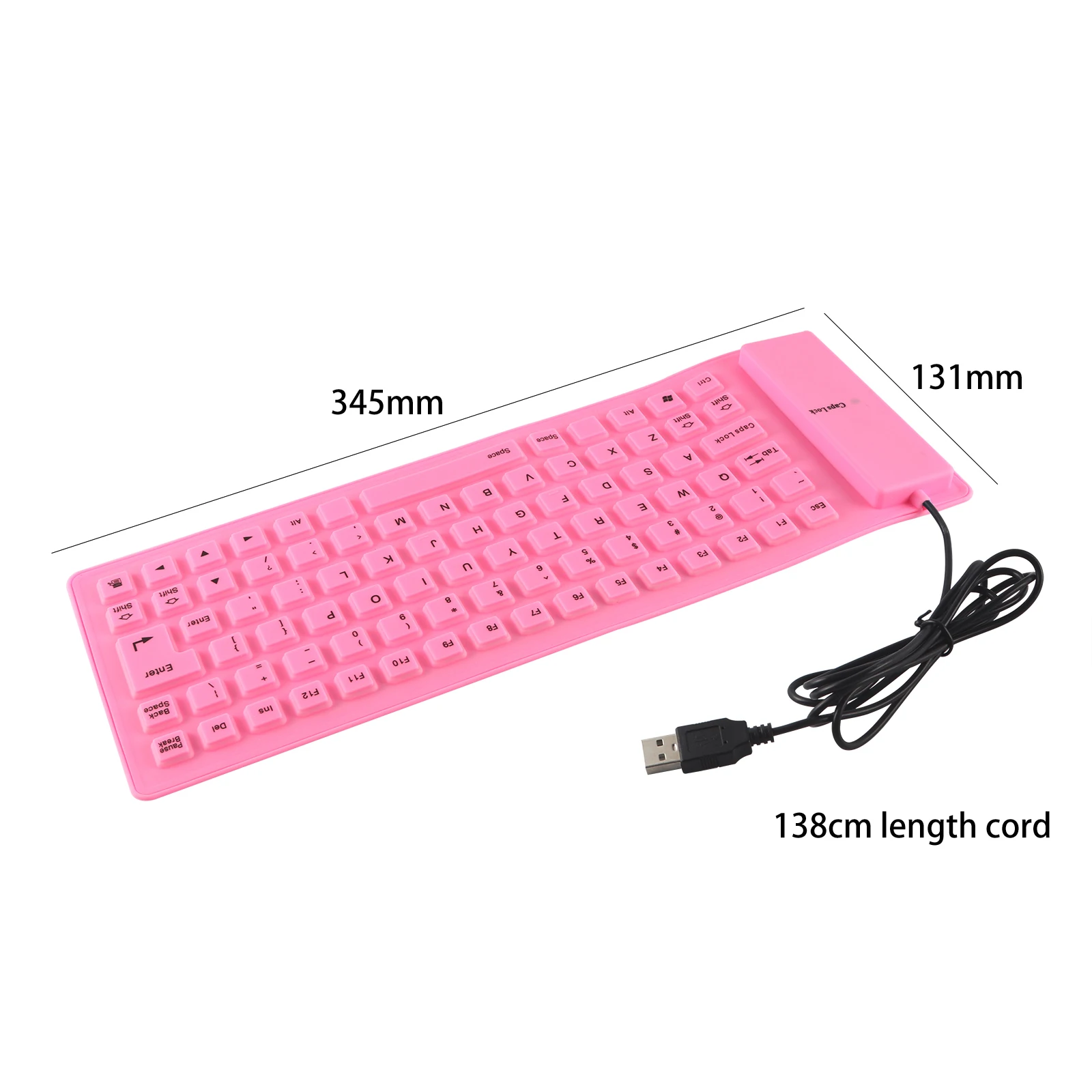 Flexibele Mini Opvouwbare Bedrade Usb Computer Toetsenborden Draagbare Waterdichte Roze Siliconen Zacht Slanke Opvouwbare Gaming Toetsenbord Voor Laptop