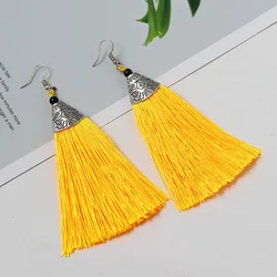 2019 Fashion Crystal Long Tassel Drop Earrings for Women Female Bohemian Ethnic Red Black Fringe Earring Jewelry Wholesale