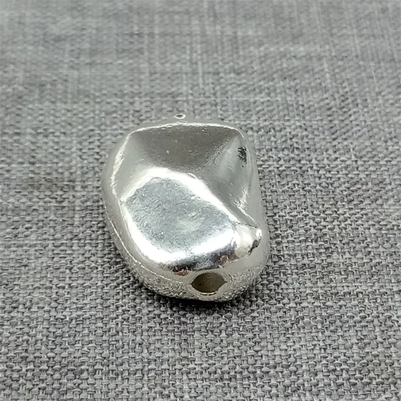 925 Sterling Silver Shiny Nugget Bead Bean Style for Bracelet Necklace