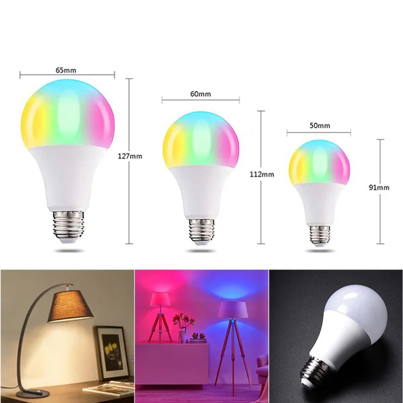 E27 RGB LED Bulb 110V 220V Lights 5W 10W 15W RGB Lampada Changeable Colorful RGBW LED Lamp With IR Remote Control+Memory Mode
