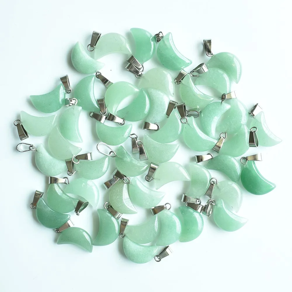 Hochwertige, sortierte Anhänger in Halbmondform aus Naturstein für die Herstellung von DIY-Schmuck. Großhandel 50 Stück/Los kostenlos. – Detail 18