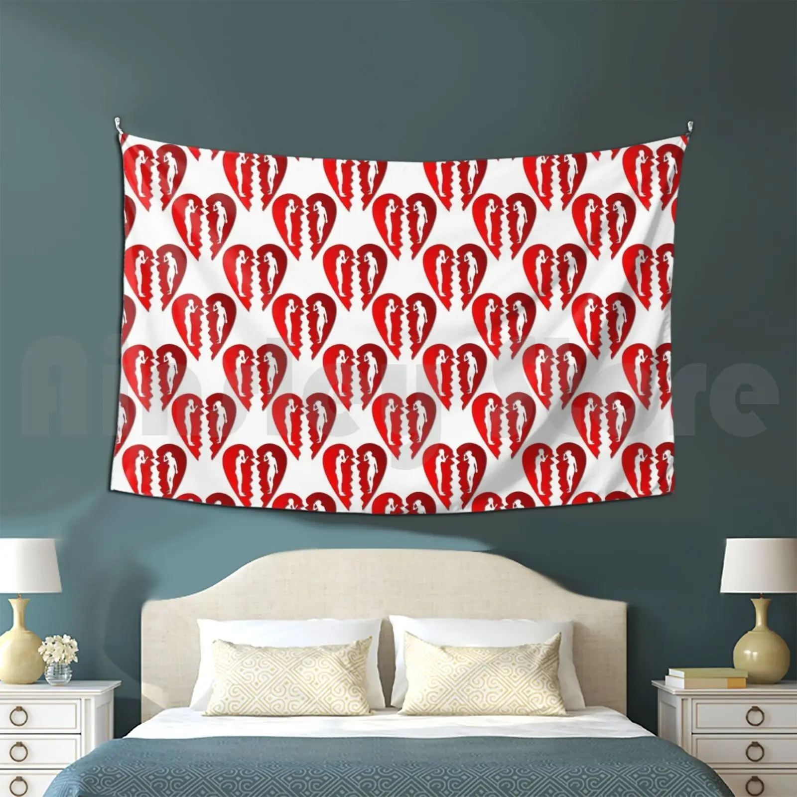 Heartbroken Polka Dot Style Pattern Tapestry Background Wall Hanging Heart Heartbroken Male Female Relationship Love