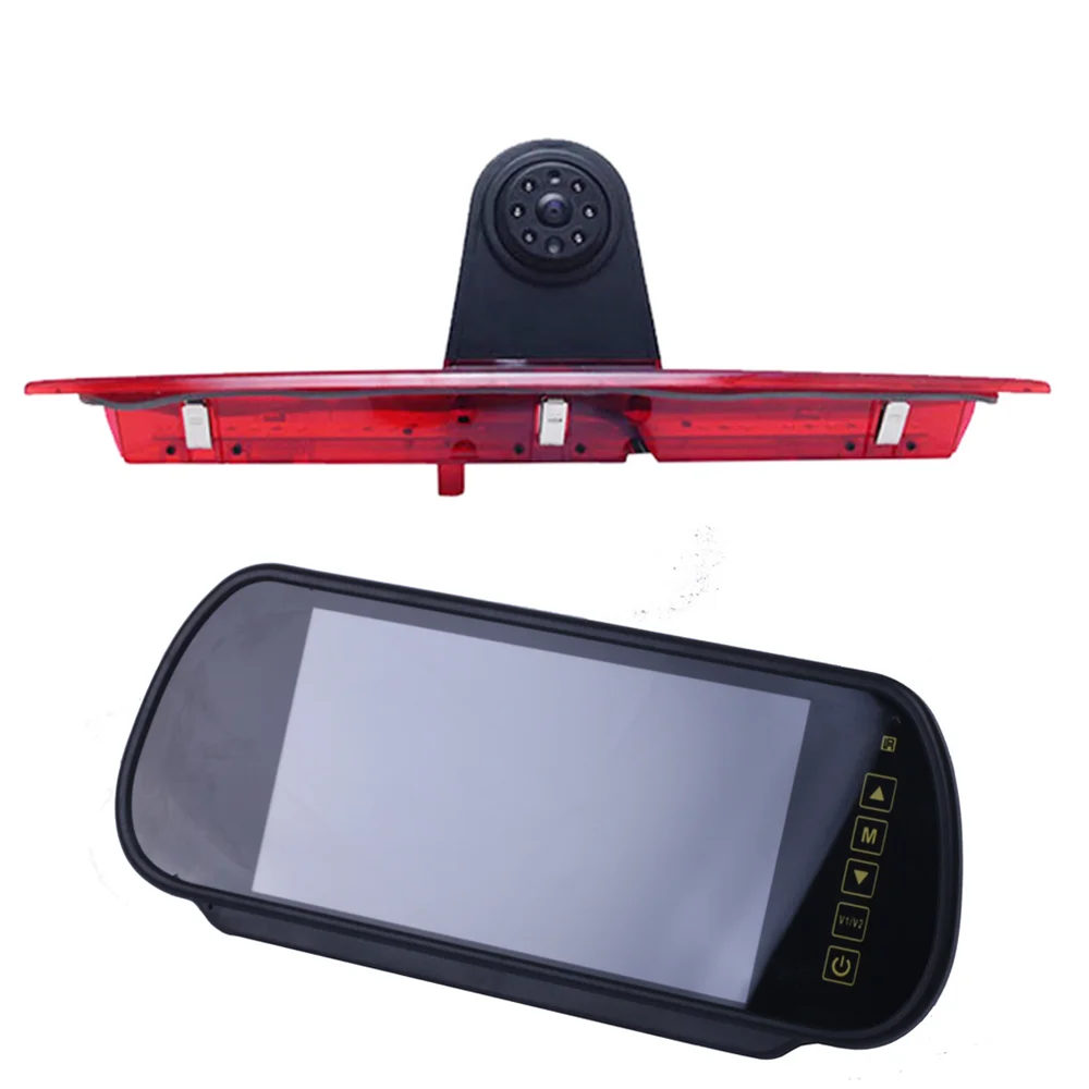 Car Brake LED Light Backup Camera For Ford Transit Van2015-2020 Parking Reverse Camera +7\'\'Monitor Night Vision Guide Line IR